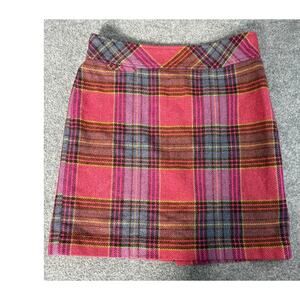 LL Bean Wool Blend Pink Purple Plaid Skirt Academia Prep Classic Sz 12 P